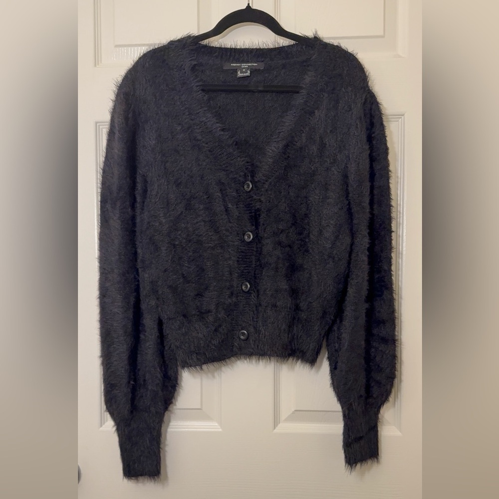 French Connection Black Fuzzy Cardigan